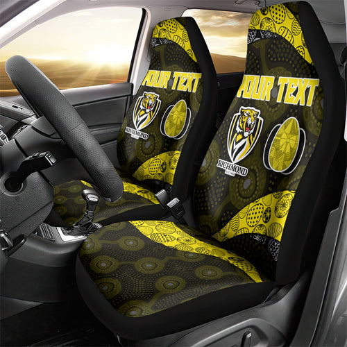 Personalized Richmond Football Car Seat Cover Easter Egg Pattern Yellow Black Tribal Dot Art Style