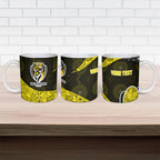 Personalized Richmond Football Ceramic Mug Easter Egg Pattern Yellow Black Tribal Dot Art Style