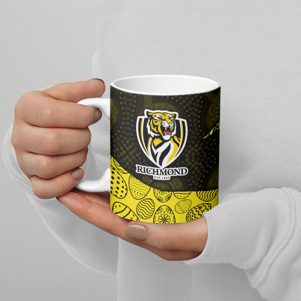 Personalized Richmond Football Ceramic Mug Easter Egg Pattern Yellow Black Tribal Dot Art Style