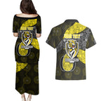 Personalized Richmond Football Couples Matching Puletasi and Hawaiian Shirt Easter Egg Pattern Yellow Black Tribal Dot Art Style