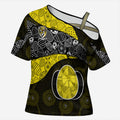 Personalized Richmond Football Cross Shoulder Shirt Easter Egg Pattern Yellow Black Tribal Dot Art Style