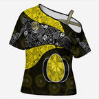 Personalized Richmond Football Cross Shoulder Shirt Easter Egg Pattern Yellow Black Tribal Dot Art Style