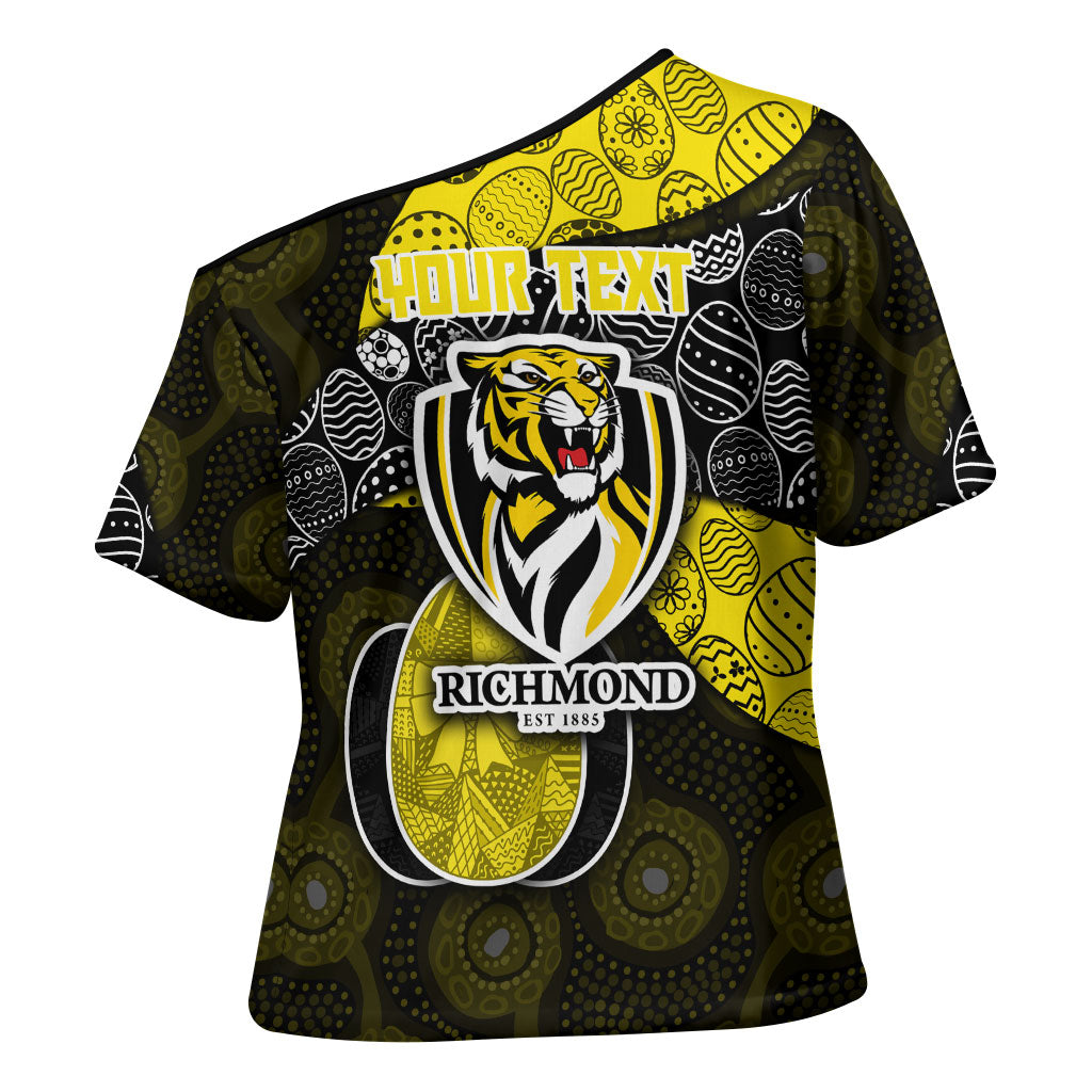 Personalized Richmond Football Cross Shoulder Shirt Easter Egg Pattern Yellow Black Tribal Dot Art Style