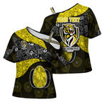 Personalized Richmond Football Cross Shoulder Shirt Easter Egg Pattern Yellow Black Tribal Dot Art Style
