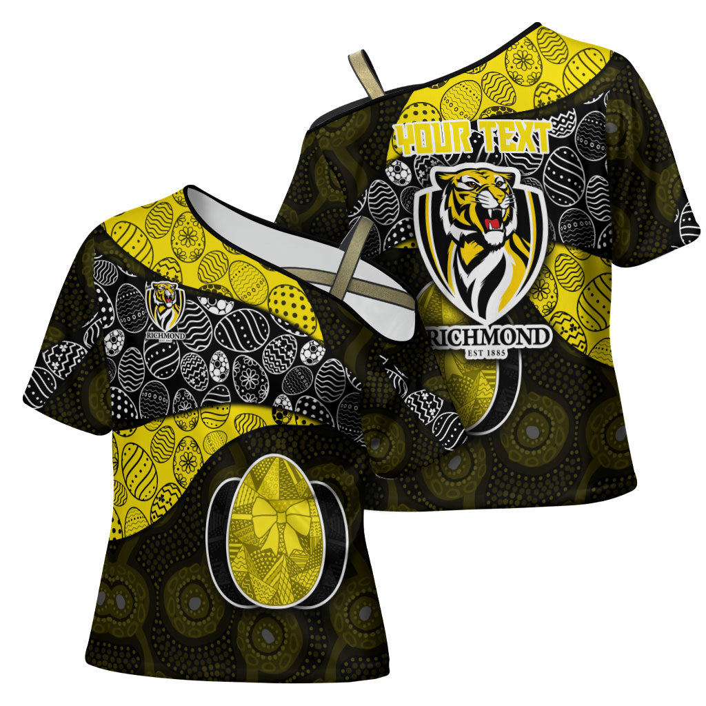 Personalized Richmond Football Cross Shoulder Shirt Easter Egg Pattern Yellow Black Tribal Dot Art Style