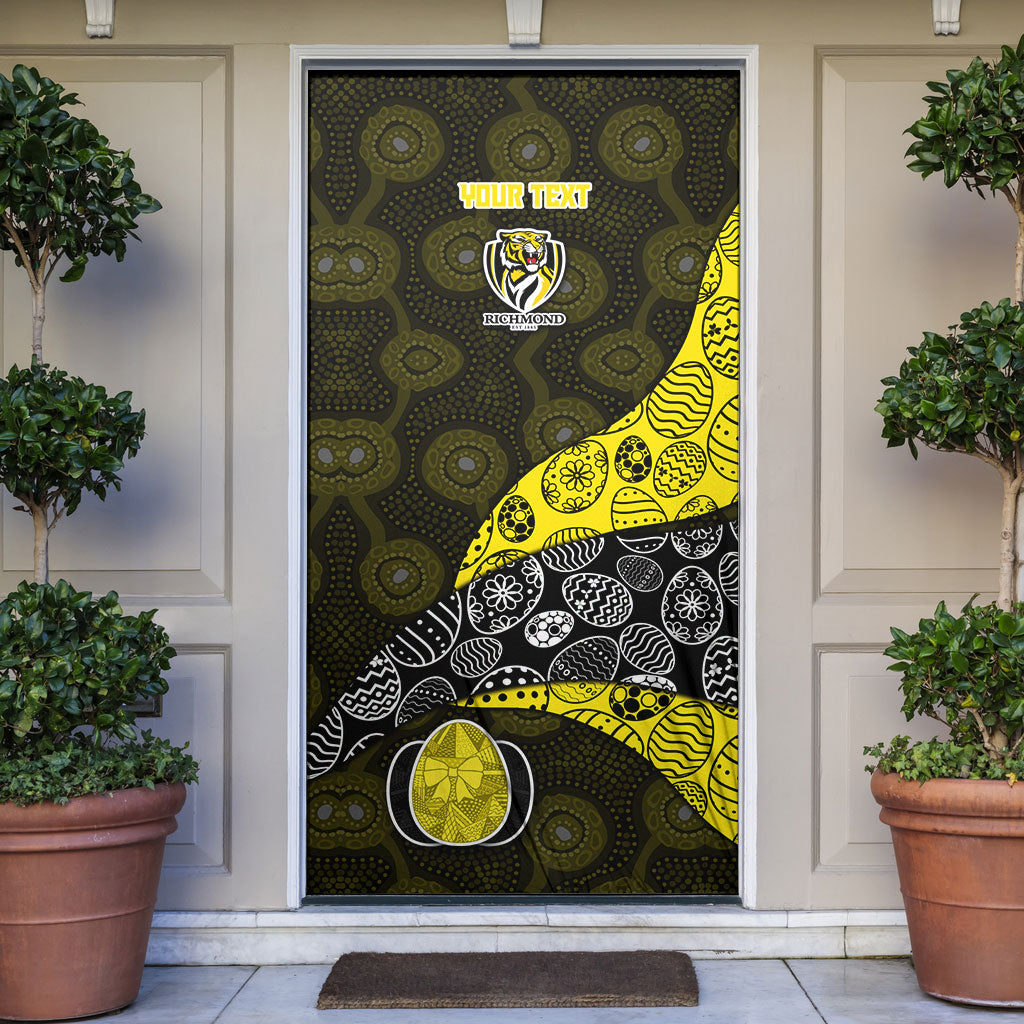 Personalized Richmond Football Door Cover Easter Egg Pattern Yellow Black Tribal Dot Art Style
