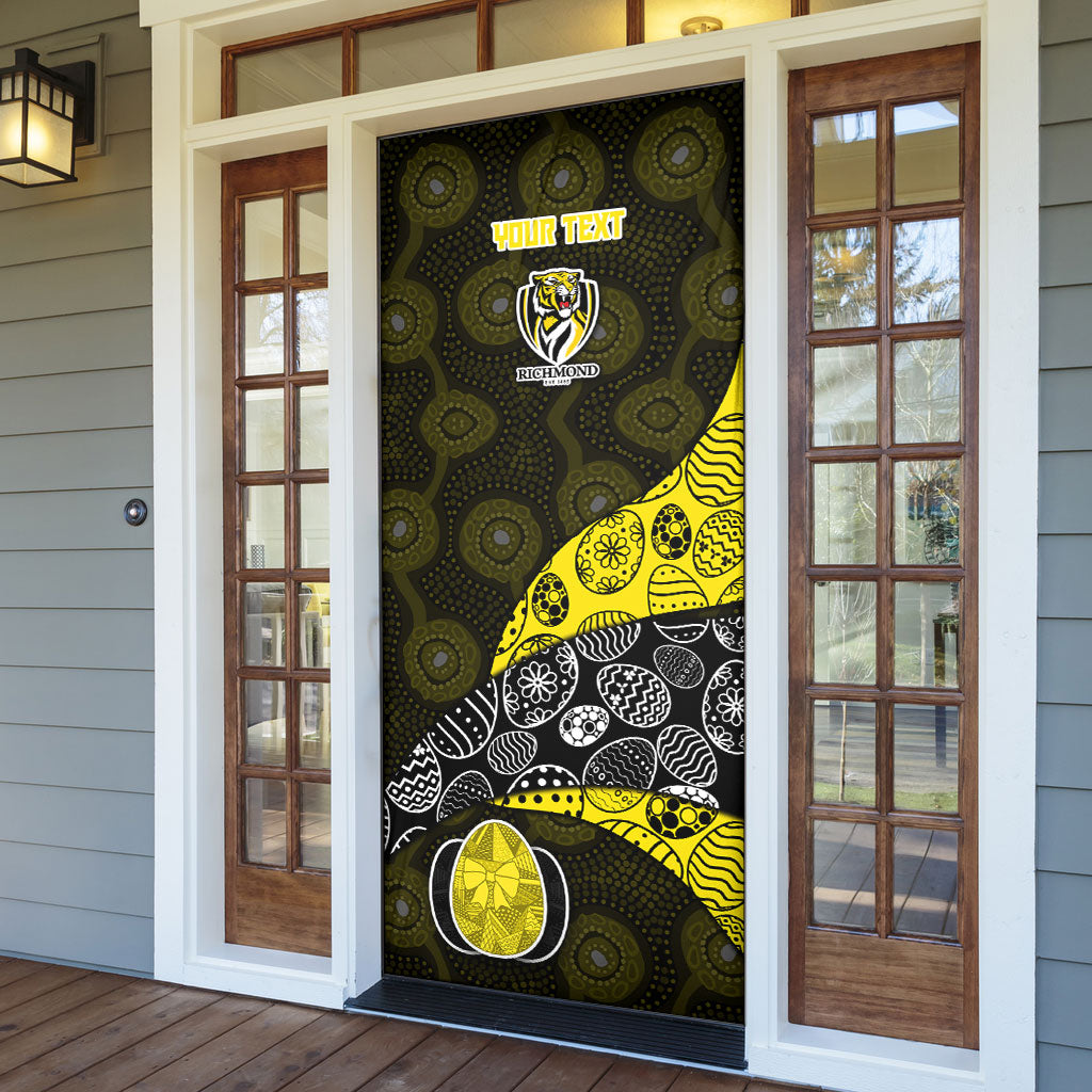 Personalized Richmond Football Door Cover Easter Egg Pattern Yellow Black Tribal Dot Art Style