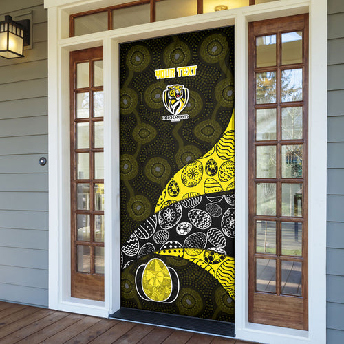 Personalized Richmond Football Door Cover Easter Egg Pattern Yellow Black Tribal Dot Art Style