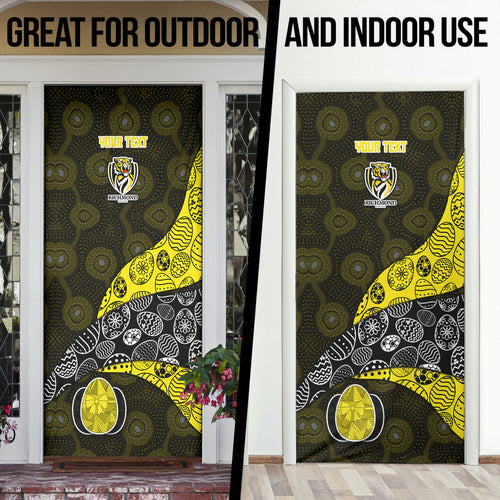 Personalized Richmond Football Door Cover Easter Egg Pattern Yellow Black Tribal Dot Art Style