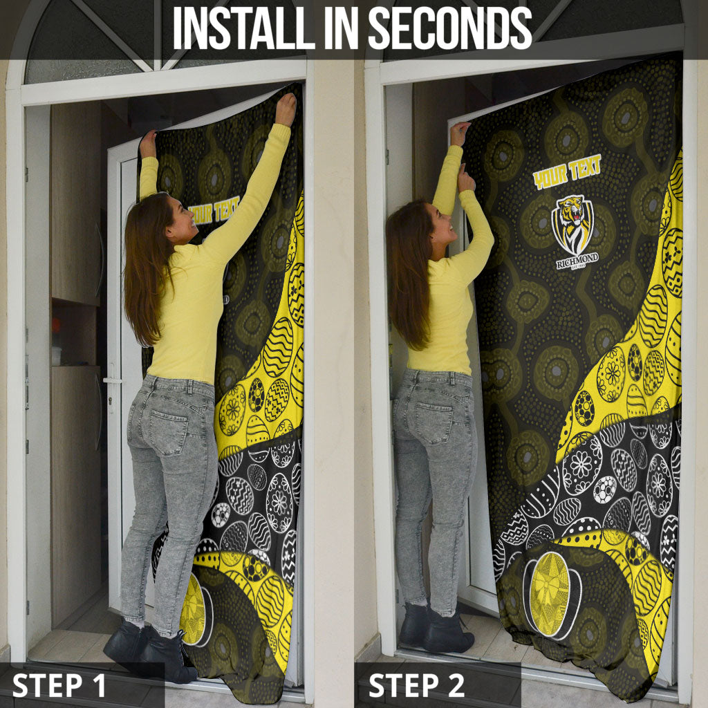 Personalized Richmond Football Door Cover Easter Egg Pattern Yellow Black Tribal Dot Art Style