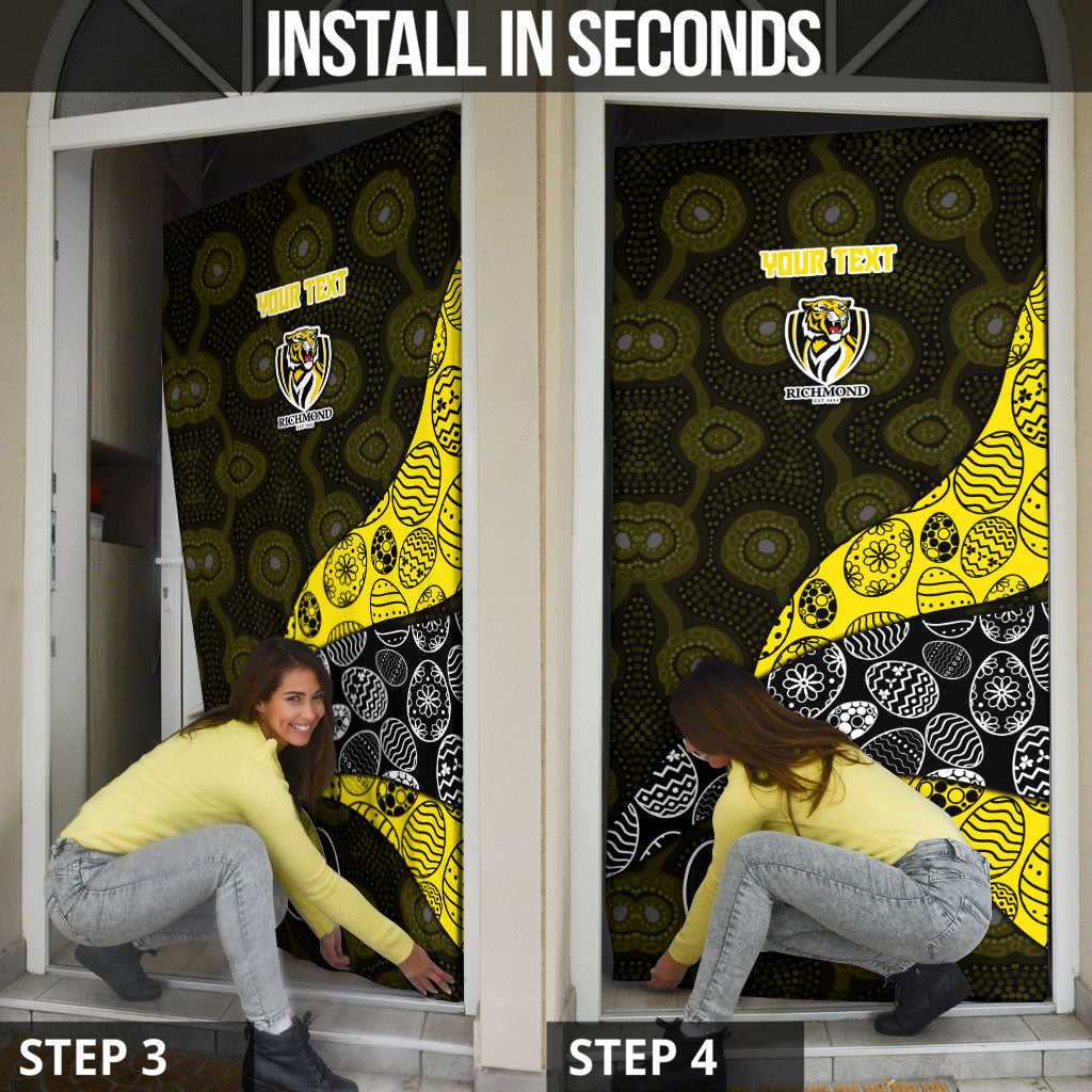 Personalized Richmond Football Door Cover Easter Egg Pattern Yellow Black Tribal Dot Art Style