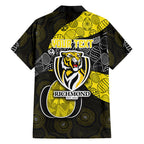 Personalized Richmond Football Family Matching Mermaid Dress and Hawaiian Shirt Easter Egg Pattern Yellow Black Tribal Dot Art Style