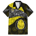 Personalized Richmond Football Family Matching Off Shoulder Maxi Dress and Hawaiian Shirt Easter Egg Pattern Yellow Black Tribal Dot Art Style