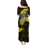 Personalized Richmond Football Family Matching Puletasi and Hawaiian Shirt Easter Egg Pattern Yellow Black Tribal Dot Art Style