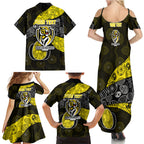 Personalized Richmond Football Family Matching Summer Maxi Dress and Hawaiian Shirt Easter Egg Pattern Yellow Black Tribal Dot Art Style