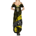 Personalized Richmond Football Family Matching Summer Maxi Dress and Hawaiian Shirt Easter Egg Pattern Yellow Black Tribal Dot Art Style