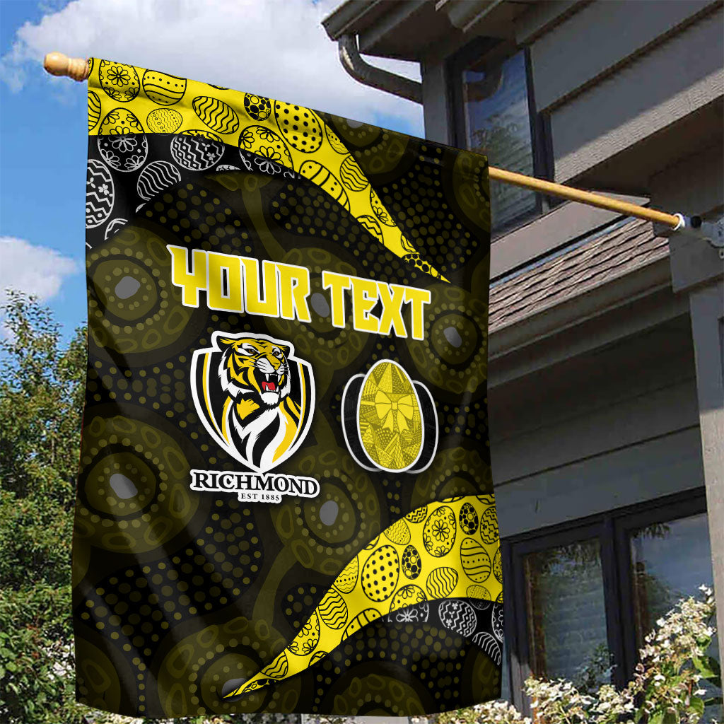 Personalized Richmond Football Garden Flag Easter Egg Pattern Yellow Black Tribal Dot Art Style