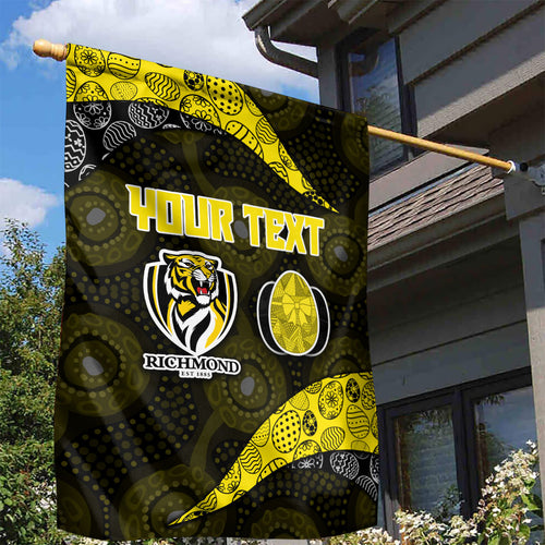 Personalized Richmond Football Garden Flag Easter Egg Pattern Yellow Black Tribal Dot Art Style