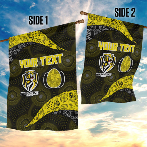 Personalized Richmond Football Garden Flag Easter Egg Pattern Yellow Black Tribal Dot Art Style