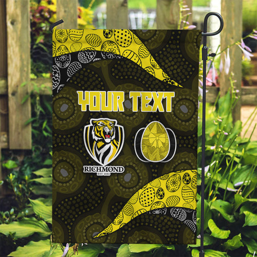 Personalized Richmond Football Garden Flag Easter Egg Pattern Yellow Black Tribal Dot Art Style