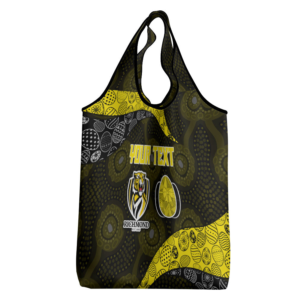 Personalized Richmond Football Grocery Bag Easter Egg Pattern Yellow Black Tribal Dot Art Style