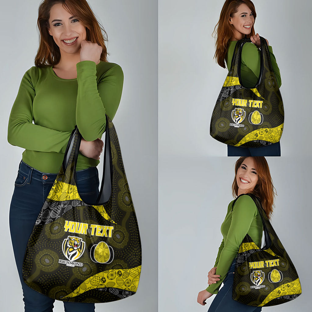 Personalized Richmond Football Grocery Bag Easter Egg Pattern Yellow Black Tribal Dot Art Style