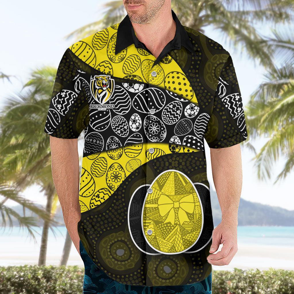 Personalized Richmond Football Hawaiian Shirt Easter Egg Pattern Yellow Black Tribal Dot Art Style