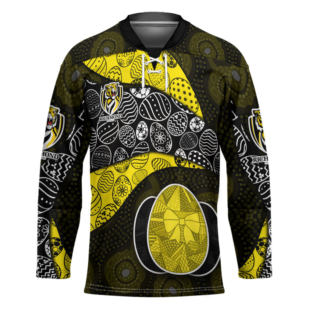 Personalized Richmond Football Hockey Jersey Easter Egg Pattern Yellow Black Tribal Dot Art Style