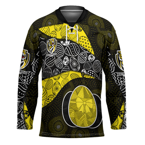 Personalized Richmond Football Hockey Jersey Easter Egg Pattern Yellow Black Tribal Dot Art Style