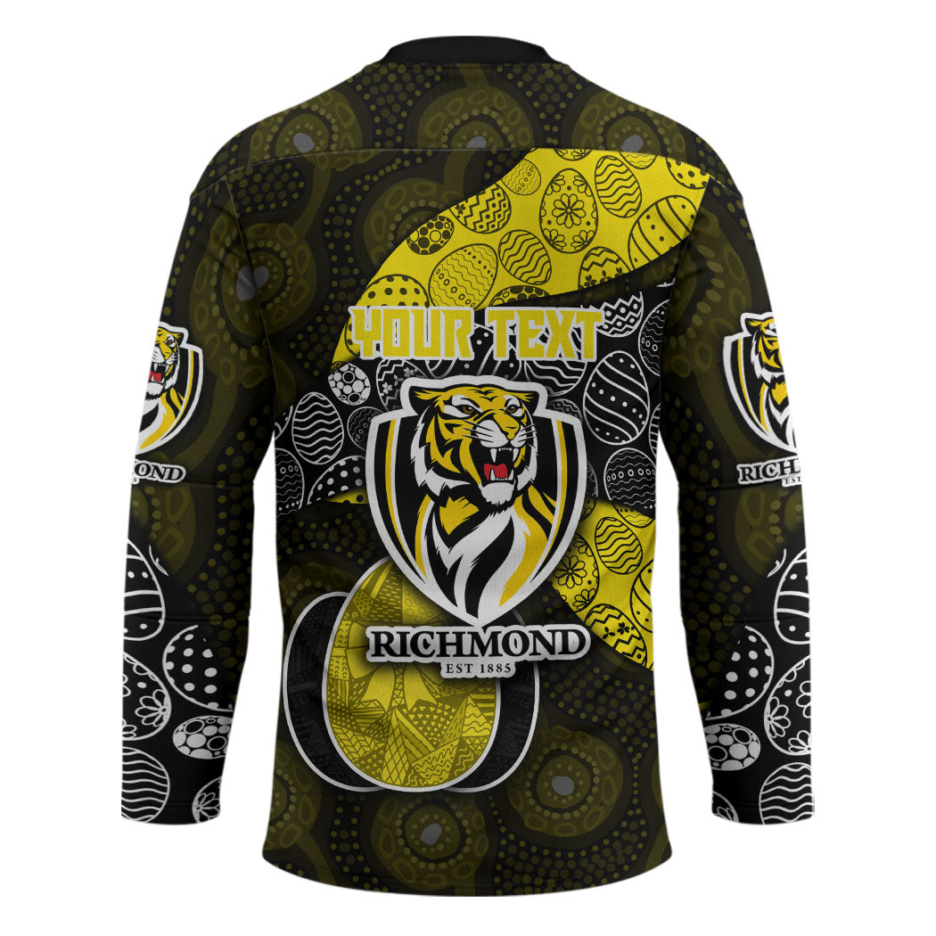 Personalized Richmond Football Hockey Jersey Easter Egg Pattern Yellow Black Tribal Dot Art Style