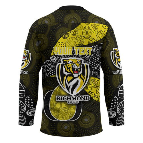 Personalized Richmond Football Hockey Jersey Easter Egg Pattern Yellow Black Tribal Dot Art Style
