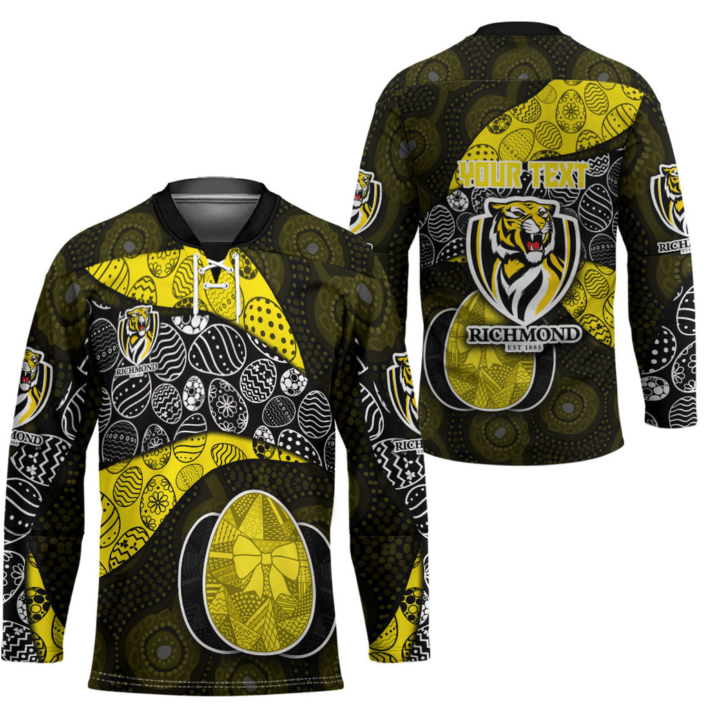 Personalized Richmond Football Hockey Jersey Easter Egg Pattern Yellow Black Tribal Dot Art Style
