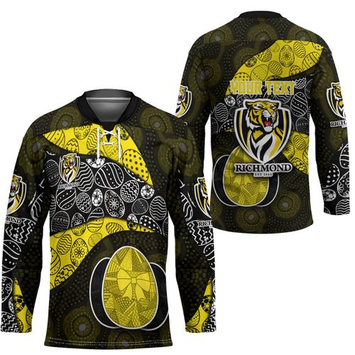 Personalized Richmond Football Hockey Jersey Easter Egg Pattern Yellow Black Tribal Dot Art Style
