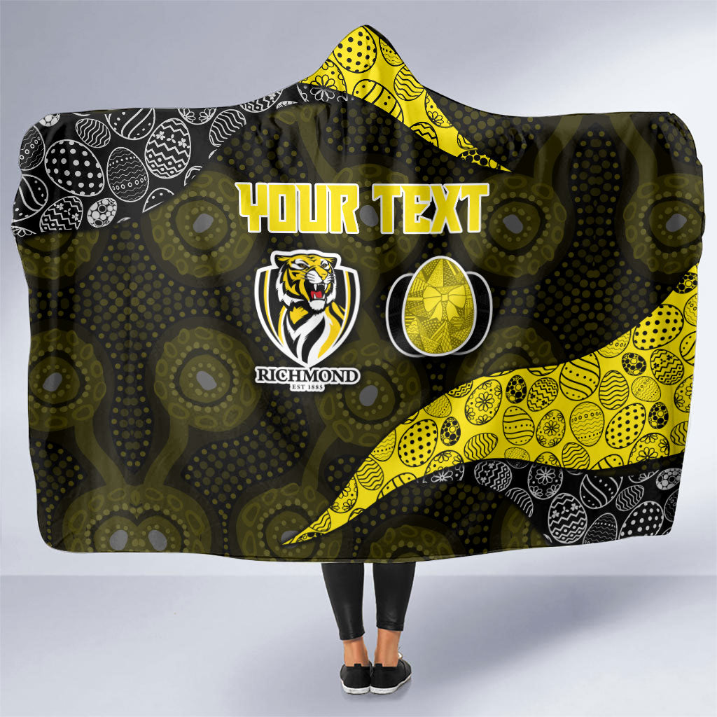 Personalized Richmond Football Hooded Blanket Easter Egg Pattern Yellow Black Tribal Dot Art Style