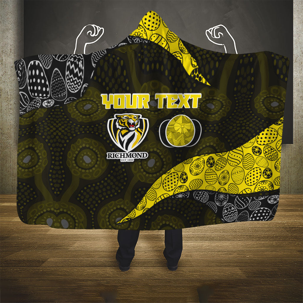 Personalized Richmond Football Hooded Blanket Easter Egg Pattern Yellow Black Tribal Dot Art Style