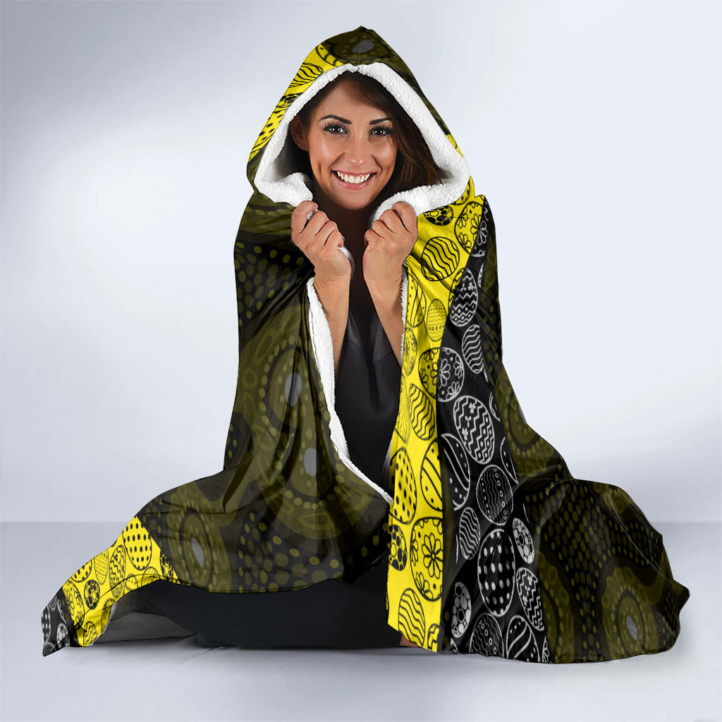 Personalized Richmond Football Hooded Blanket Easter Egg Pattern Yellow Black Tribal Dot Art Style