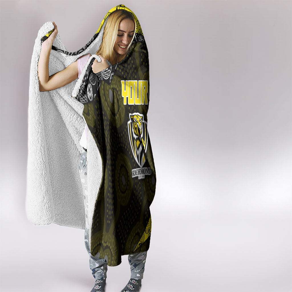 Personalized Richmond Football Hooded Blanket Easter Egg Pattern Yellow Black Tribal Dot Art Style