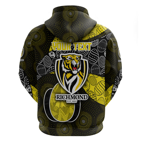 Personalized Richmond Football Hoodie Easter Egg Pattern Yellow Black Tribal Dot Art Style