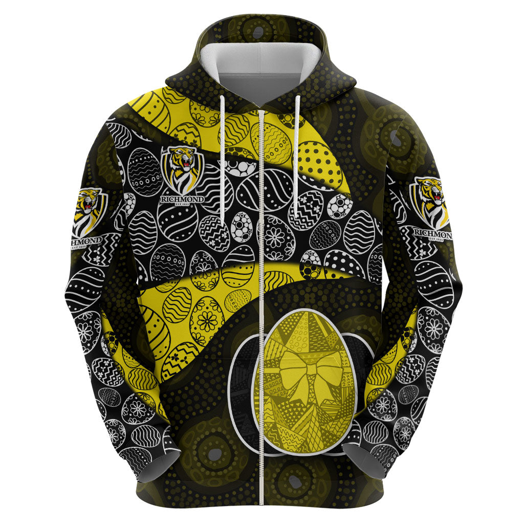 Personalized Richmond Football Hoodie Easter Egg Pattern Yellow Black Tribal Dot Art Style