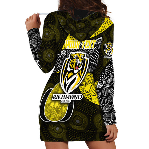 Personalized Richmond Football Hoodie Dress Easter Egg Pattern Yellow Black Tribal Dot Art Style