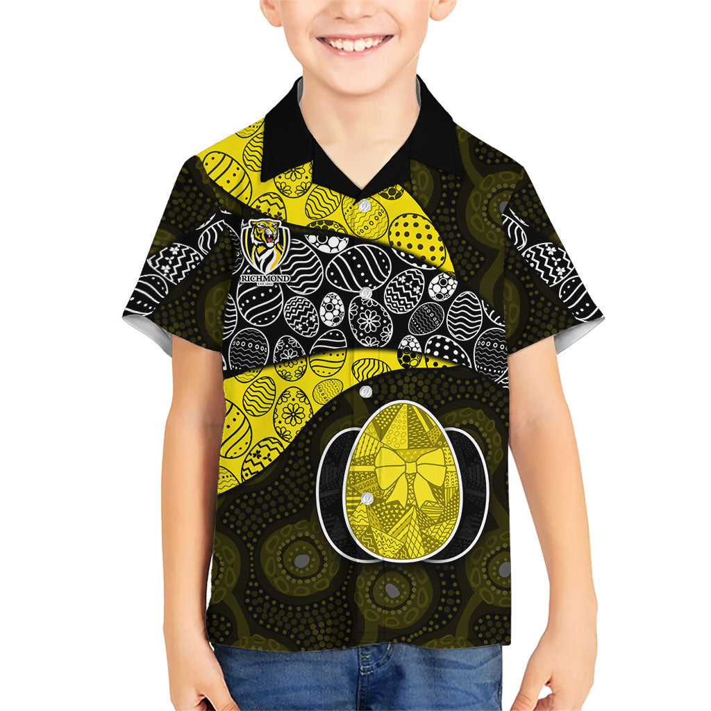 Personalized Richmond Football Kid Hawaiian Shirt Easter Egg Pattern Yellow Black Tribal Dot Art Style