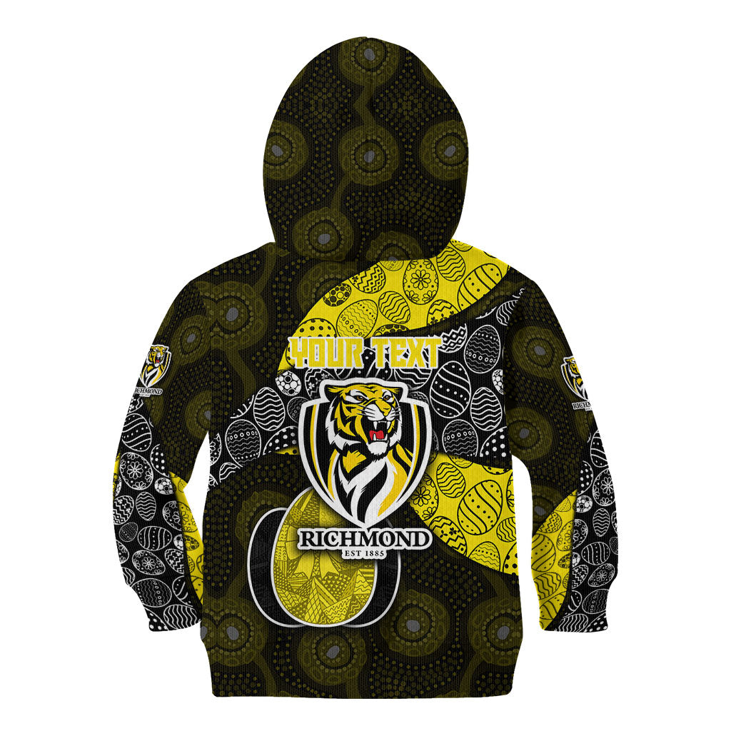 Personalized Richmond Football Kid Hoodie Easter Egg Pattern Yellow Black Tribal Dot Art Style