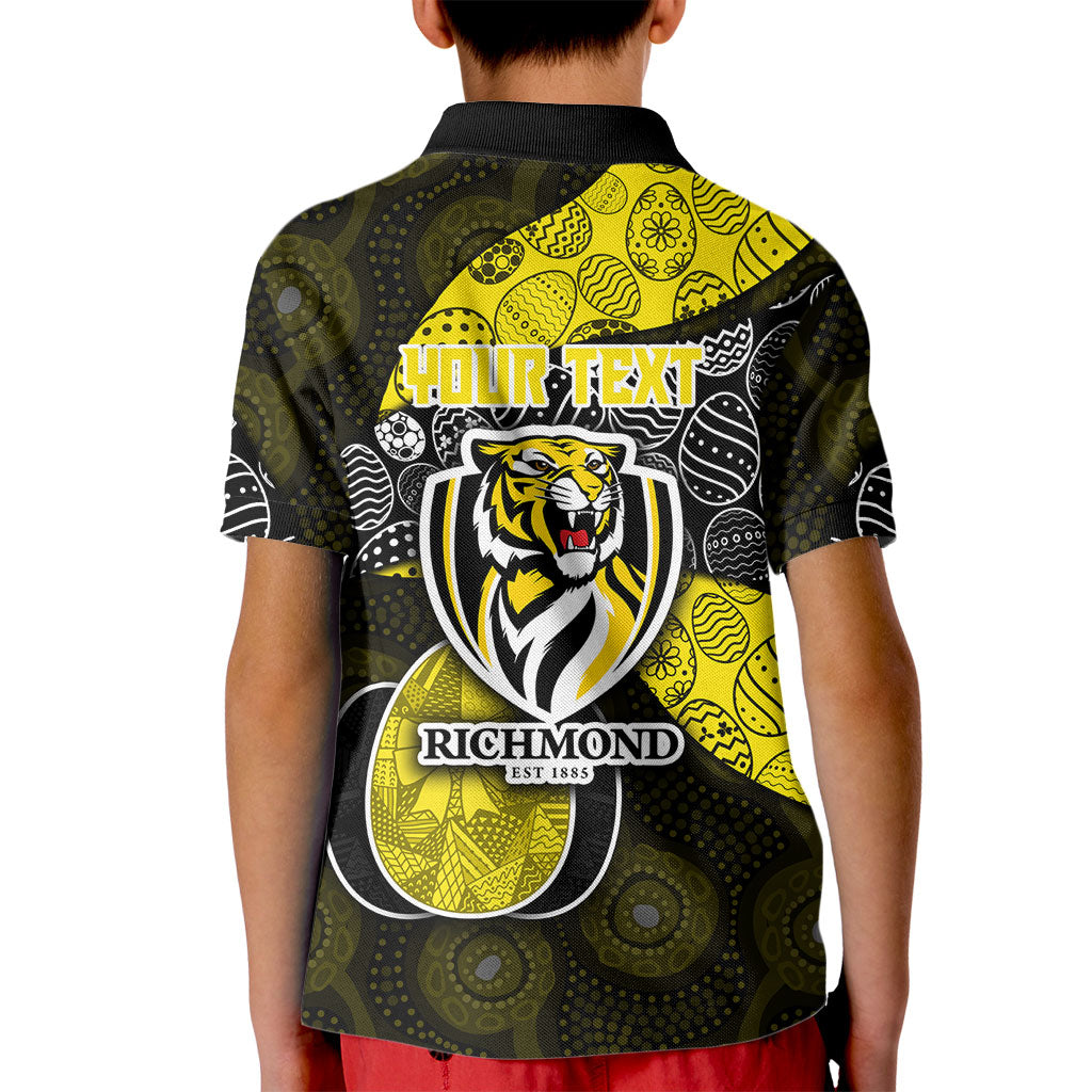 Personalized Richmond Football Kid Polo Shirt Easter Egg Pattern Yellow Black Tribal Dot Art Style