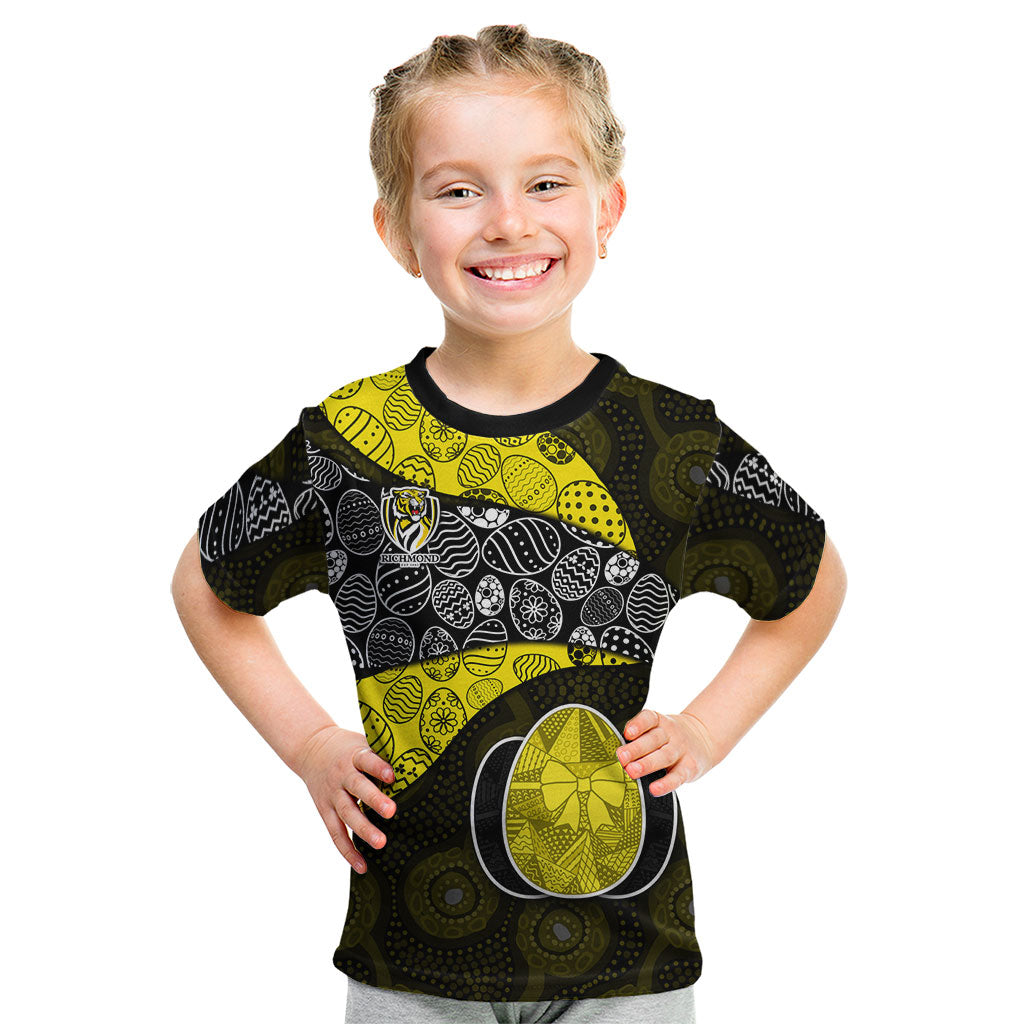 Personalized Richmond Football Kid T Shirt Easter Egg Pattern Yellow Black Tribal Dot Art Style