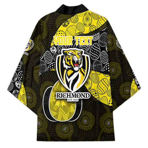 Personalized Richmond Football Kimono Easter Egg Pattern Yellow Black Tribal Dot Art Style
