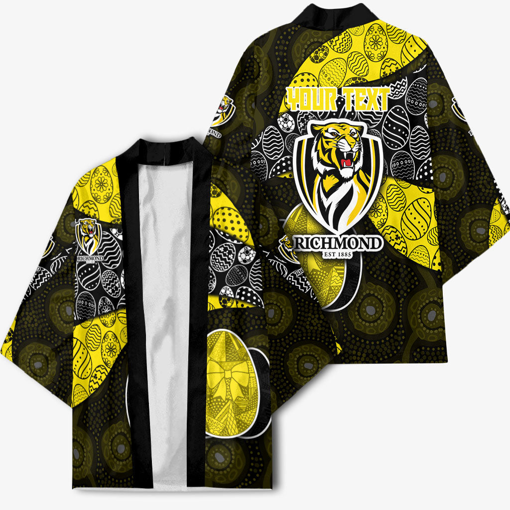 Personalized Richmond Football Kimono Easter Egg Pattern Yellow Black Tribal Dot Art Style