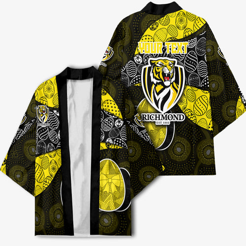 Personalized Richmond Football Kimono Easter Egg Pattern Yellow Black Tribal Dot Art Style