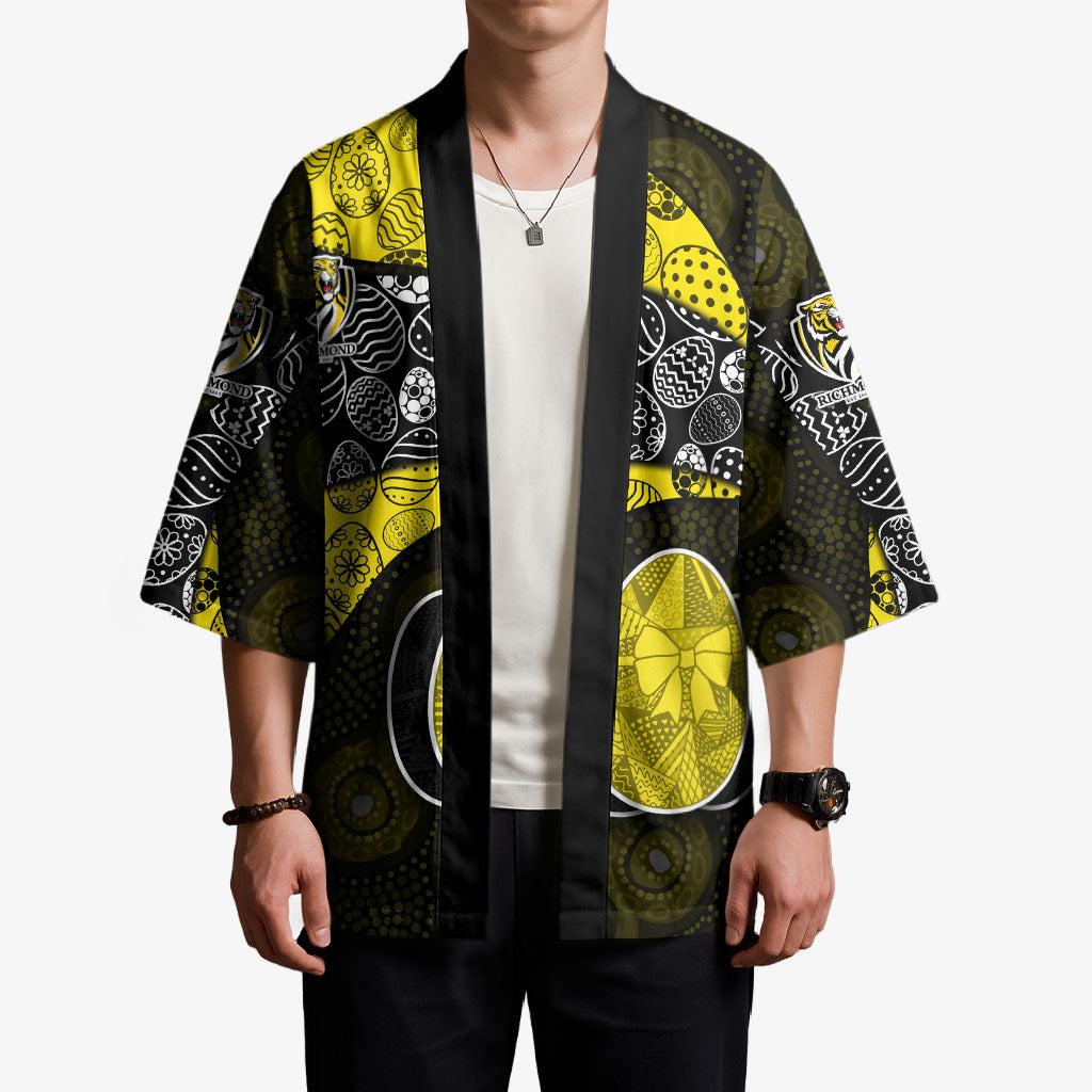 Personalized Richmond Football Kimono Easter Egg Pattern Yellow Black Tribal Dot Art Style