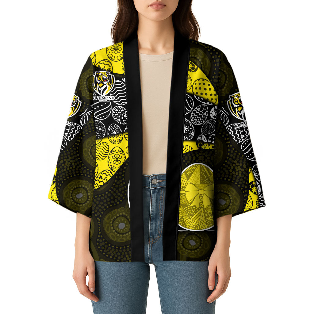 Personalized Richmond Football Kimono Easter Egg Pattern Yellow Black Tribal Dot Art Style