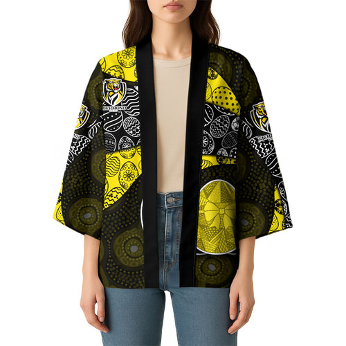 Personalized Richmond Football Kimono Easter Egg Pattern Yellow Black Tribal Dot Art Style